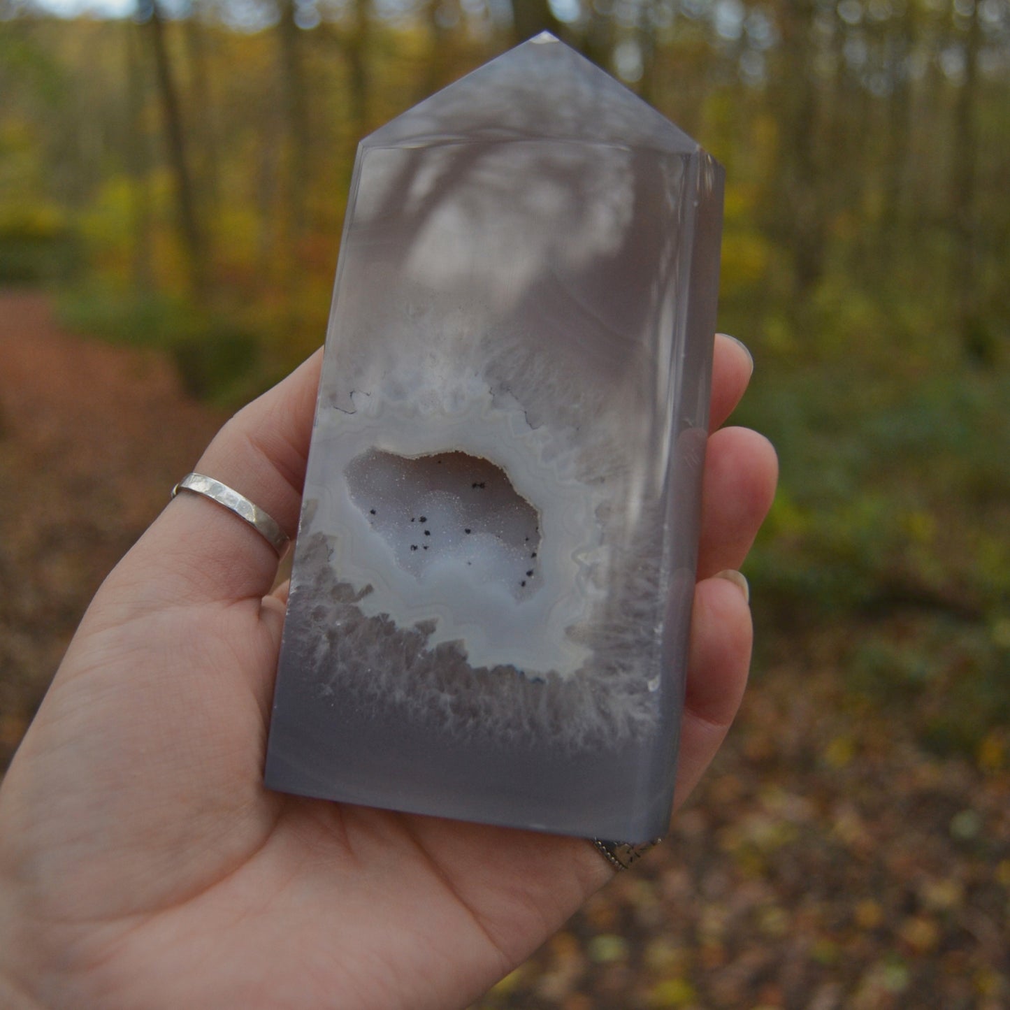 Polished Agate Crystal Tower with Natural Druzy Geode – Unique Healing and Decorative Stone