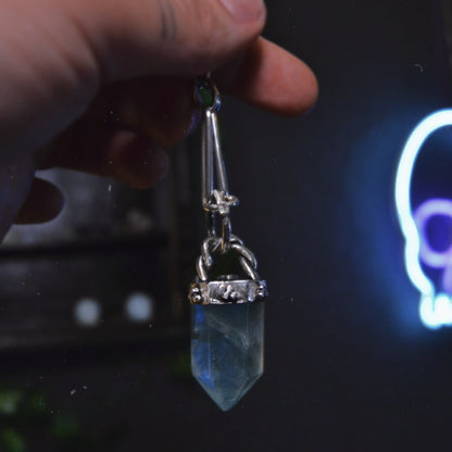 Sterling Silver and Fluorite Crystal Pendant Necklace – Handcrafted Boho Design