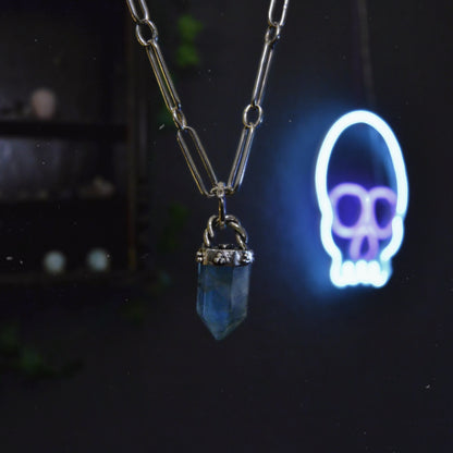 Sterling Silver and Fluorite Crystal Pendant Necklace – Handcrafted Boho Design