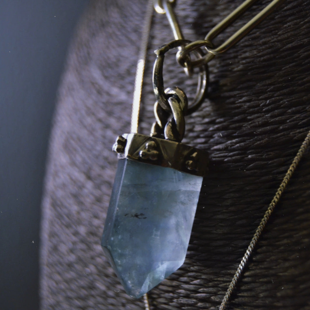 Sterling Silver and Fluorite Crystal Pendant Necklace – Handcrafted Boho Design