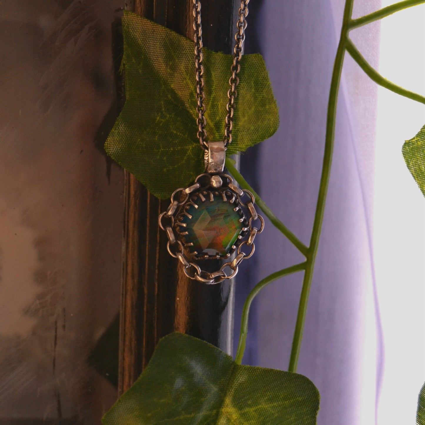 'Electra' Aura Opal doublet pendant and chain necklace
