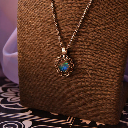 'Electra' Aura Opal doublet pendant and chain necklace