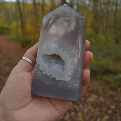 Polished Agate Crystal Tower with Natural Druzy Geode – Unique Healing and Decorative Stone