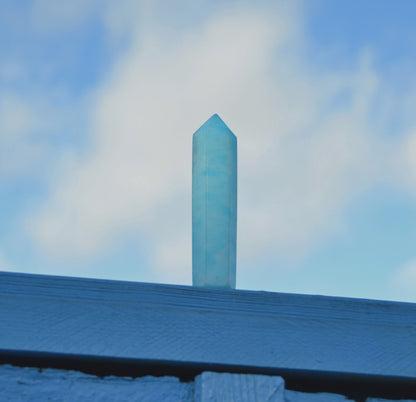 Polished Blue Aragonite Crystal Point – Calming and Healing Energy Stone