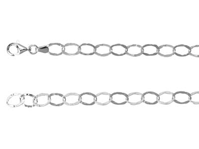 Sterling Silver 6.5mm Hammered Oval Trace Chain, 18"/45cm, 100% Recycled Silver
